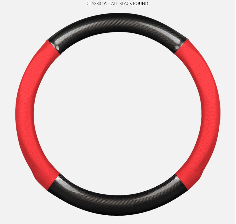 Elevate Your Driving Experience with Our Leather Carbon Fiber Steering Wheel Cover