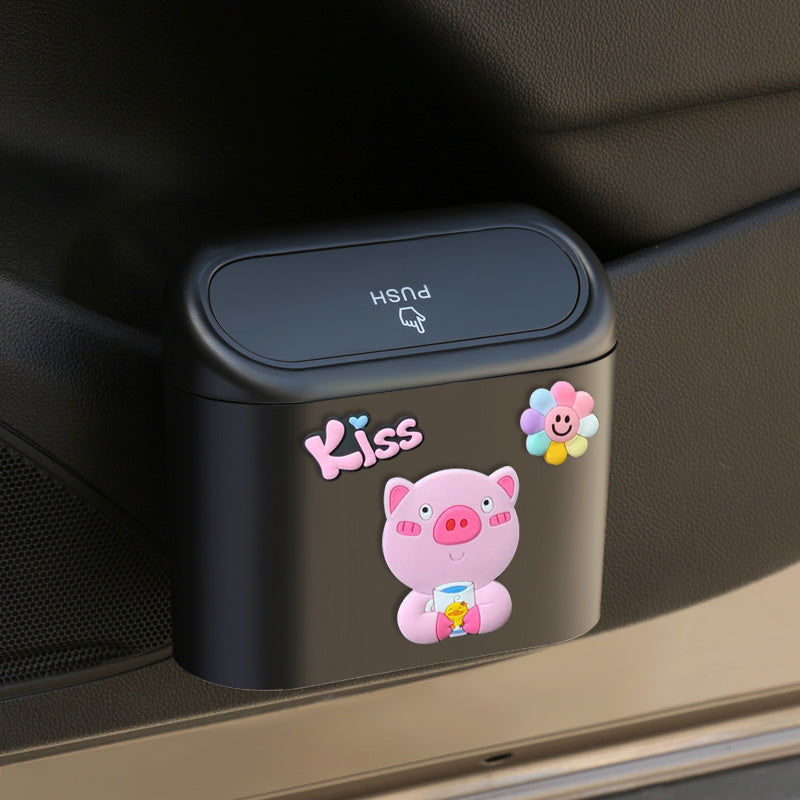 Car Trash Can Door Hanging Storage Bin Cartoon