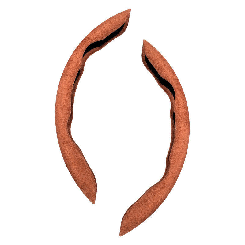 Flipping Fur Steering Wheel Protection Leather Cover