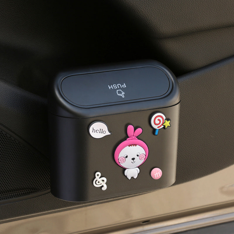 Car Trash Can Door Hanging Storage Bin Cartoon