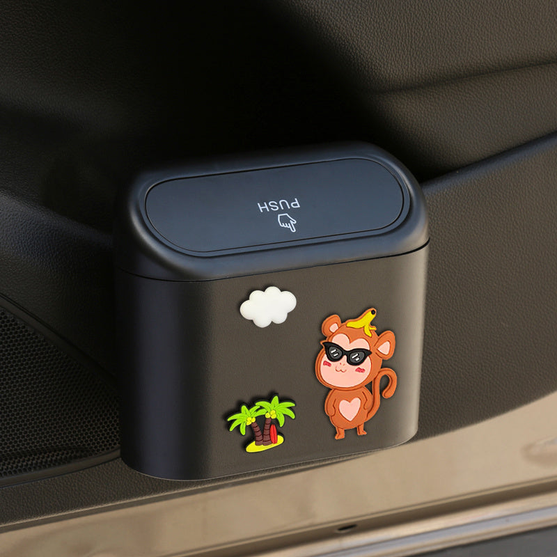 Car Trash Can Door Hanging Storage Bin Cartoon