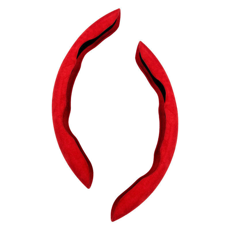 Flipping Fur Steering Wheel Protection Leather Cover